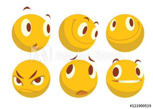 500x358 Vector Cartoon Image Of A Set Of Six Different Yellow Emoticons