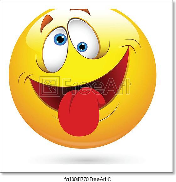 561x581 Free Art Print Of Tongue Out Funny Smiley Face Vector. Conceptual