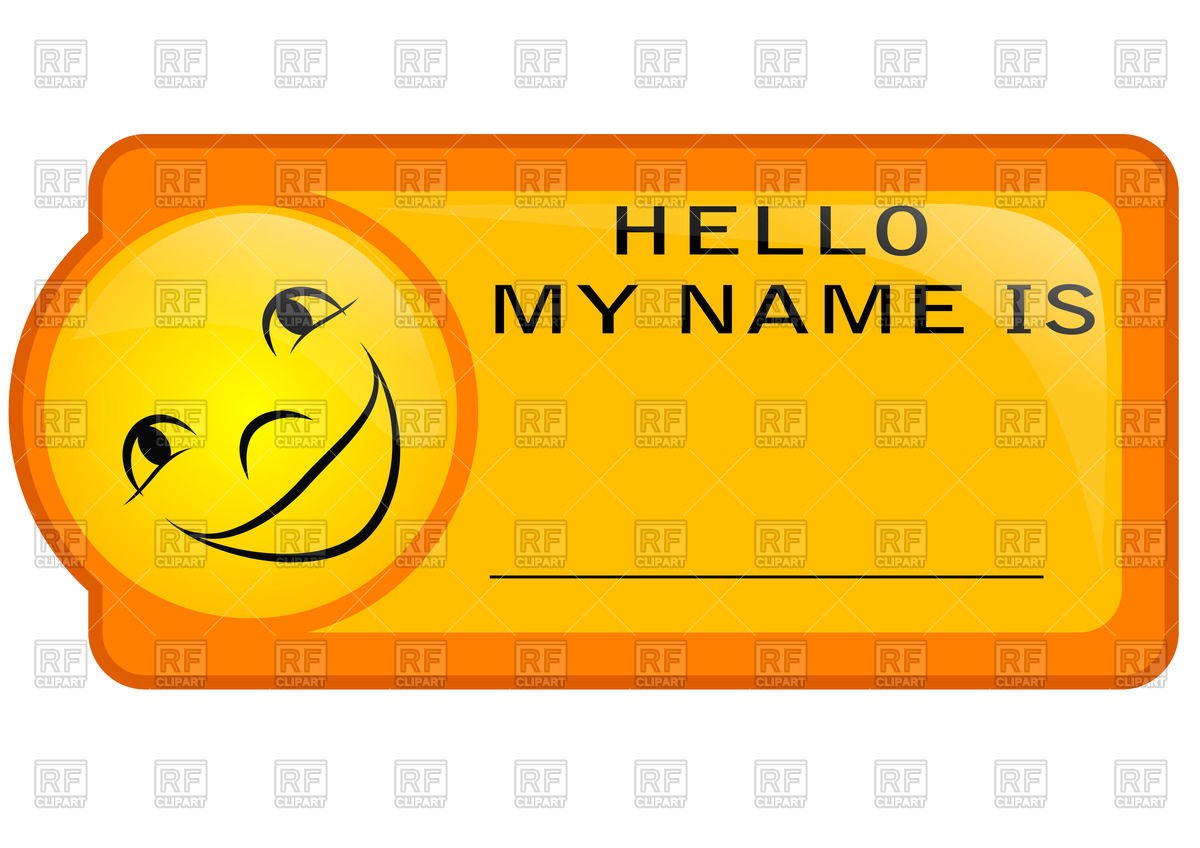 1200x848 Orange Name Tag With Smiley Vector Image Vector Artwork Of