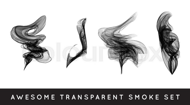 800x441 Set Of Digital Realistic Smoke Vector Illustration, Curly Smoke