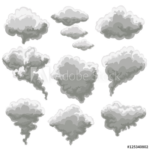 500x500 Cartoon Smoke Vector Illustration. Smoking Gray Fog Clouds On