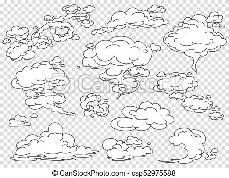 450x350 Comic Book Steam Clouds Set. Cartoon White Smoke Vector