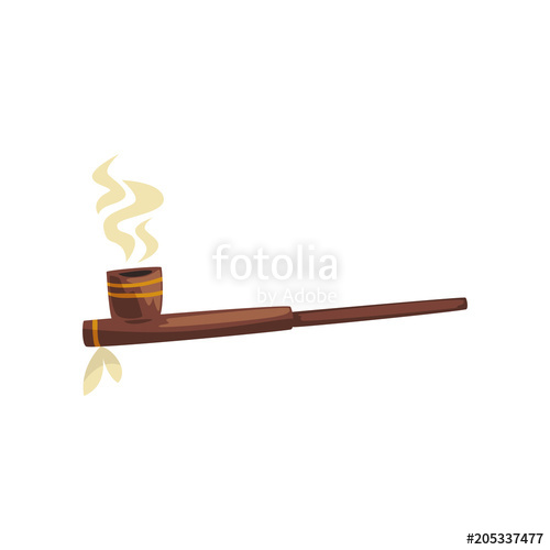 500x500 Native American Indian Smoking Pipe Vector Illustration On A White