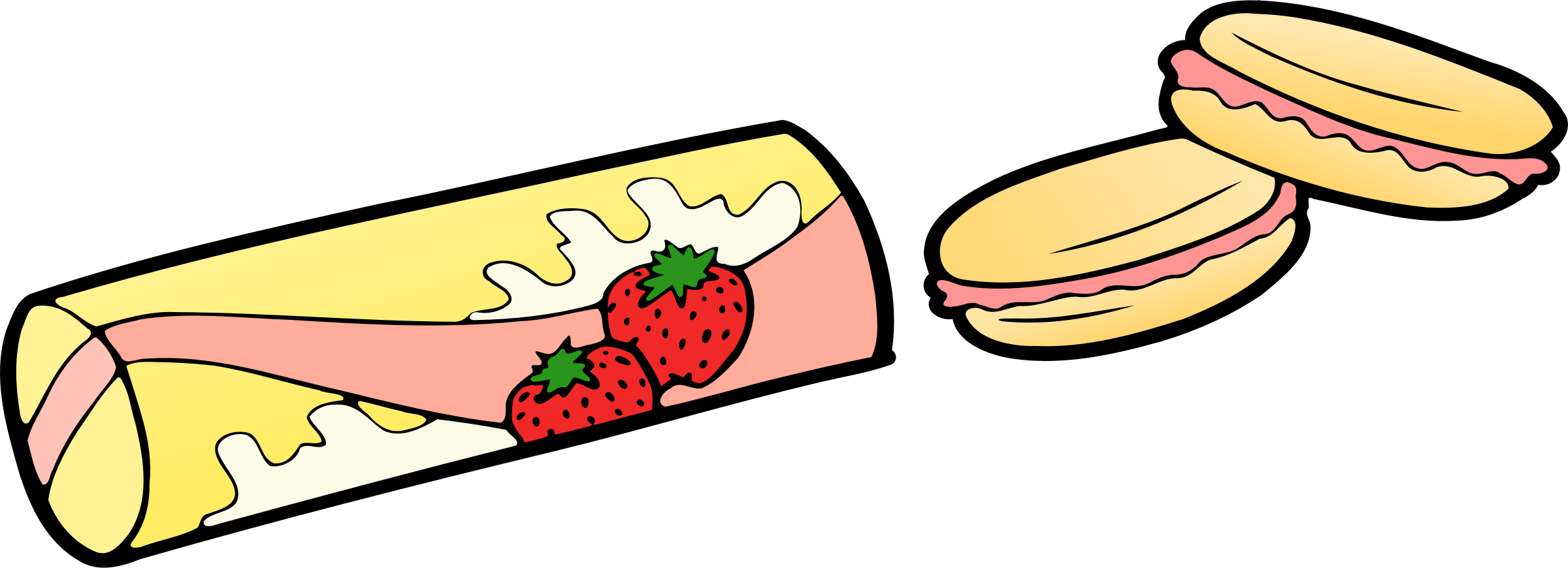 2400x870 Strawberry Snacks Vector Clipart Image
