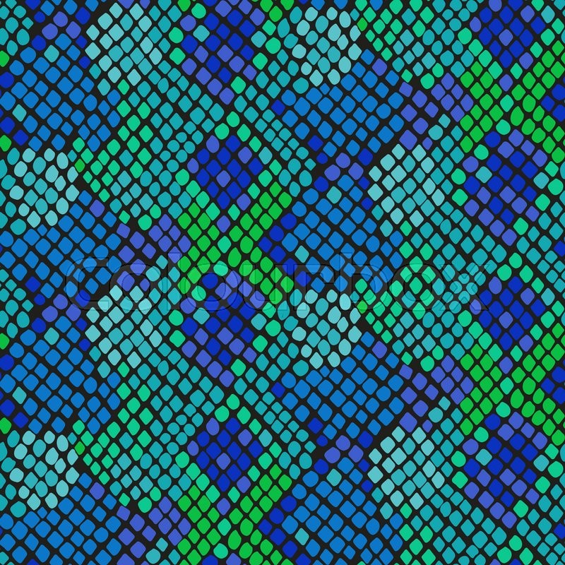 800x800 Snake Skin Seamless Vector Texture. Blue And Green Tone Colors