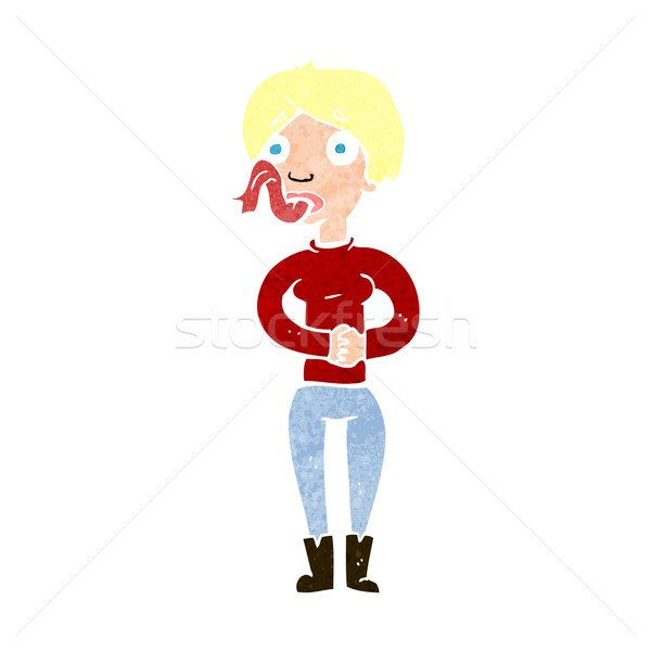 600x600 Cartoon Woman With Snake Tongue Vector Illustration