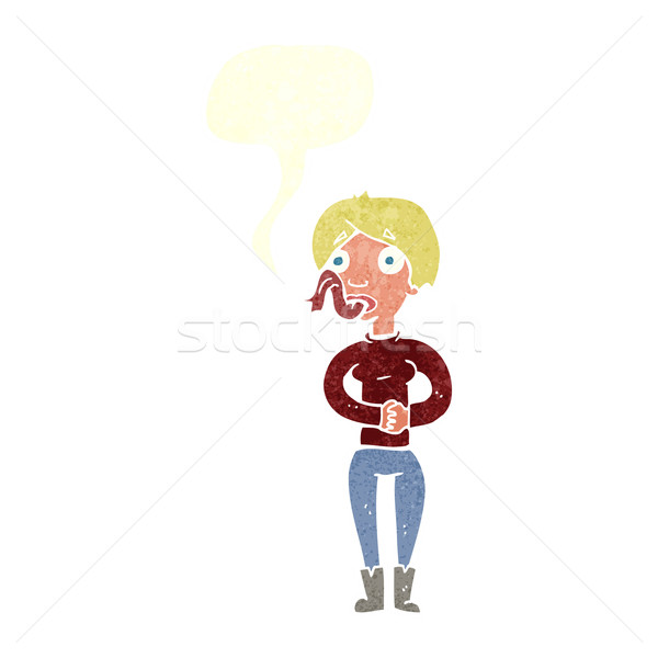 600x600 Cartoon Woman With Snake Tongue With Speech Bubble Vector