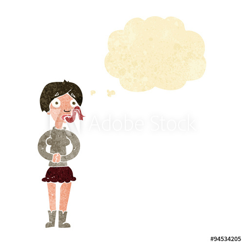 500x500 Cartoon Woman With Snake Tongue With Thought Bubble