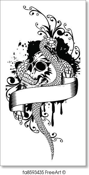 296x580 Free Art Print Of Skull And Snake. Vector Illustration Skull And