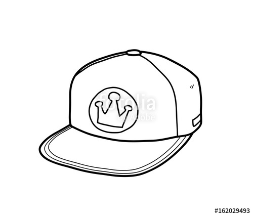 500x427 Snapback Hat, A Hand Drawn Vector Doodle Illustration Of A