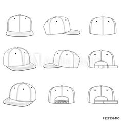 236x236 Baseball Cap Vector Illustration Flat Sketches Template