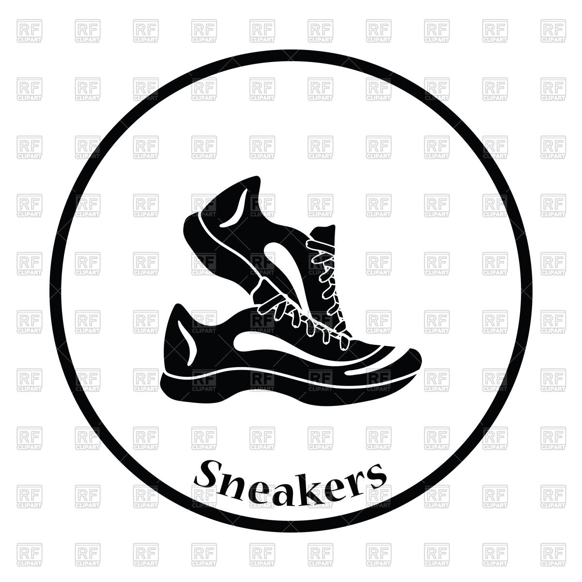1200x1200 Thin Circle Design Icon Of Fitness Sneakers Vector Image Vector