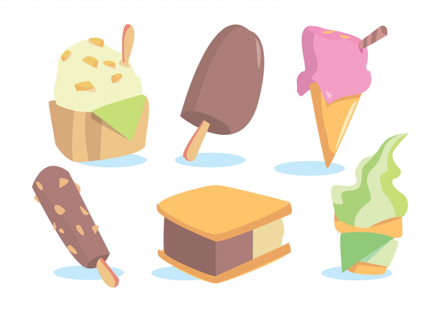 1680x1176 Snow Cone Ice Cream Vector Set Lazttweet