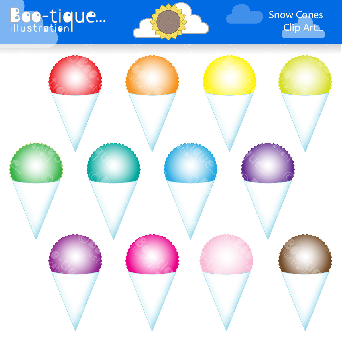 1200x1200 Snow Cones Digital Clipart For Instant Download. Snow Cones Clip