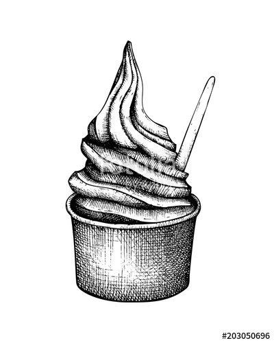 400x500 Hand Drawn Ice Cream Sketch. Snow Cone Vector Illustrations. Fast