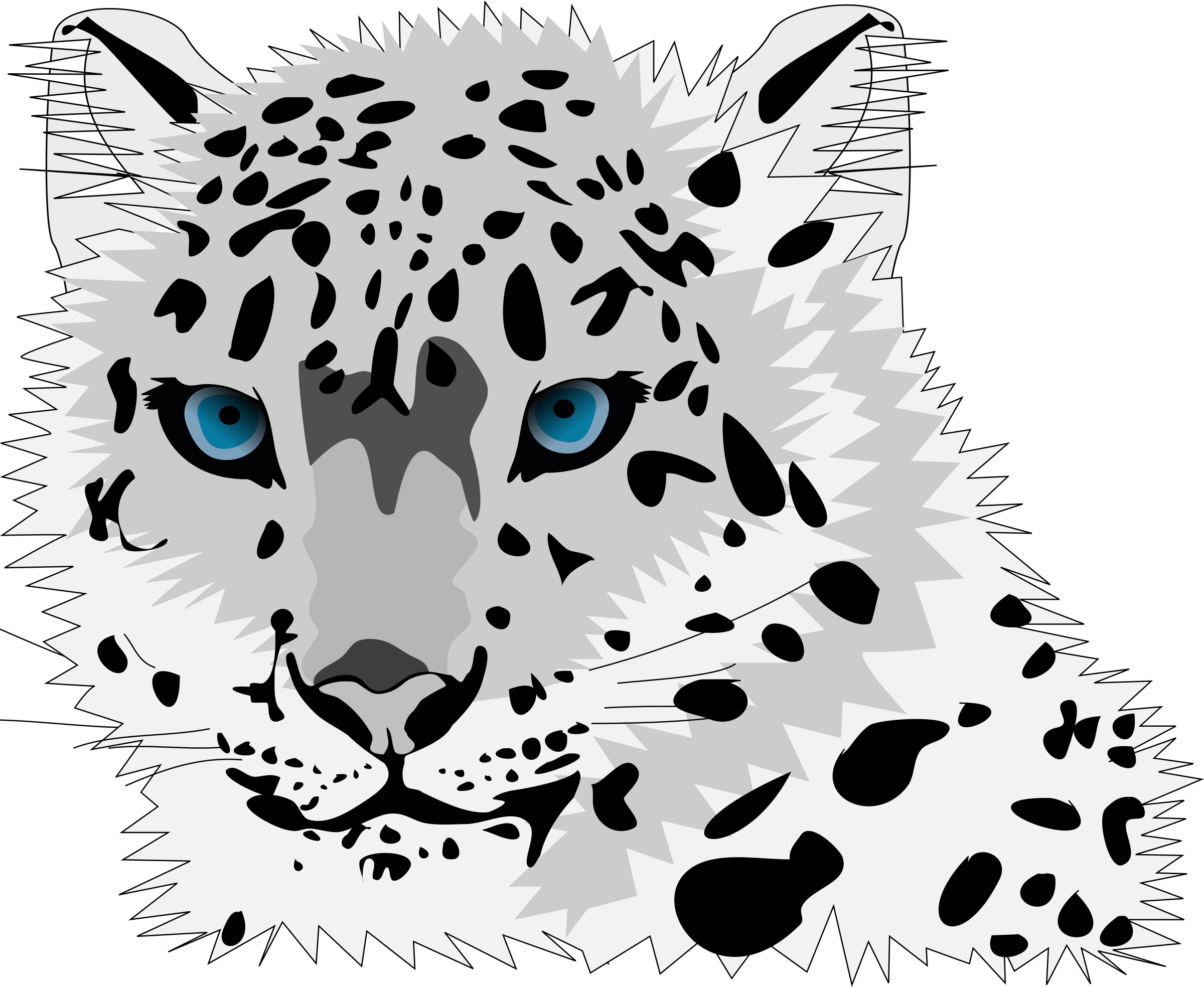 2400x1968 Snow Leopard Vector Graphic Image
