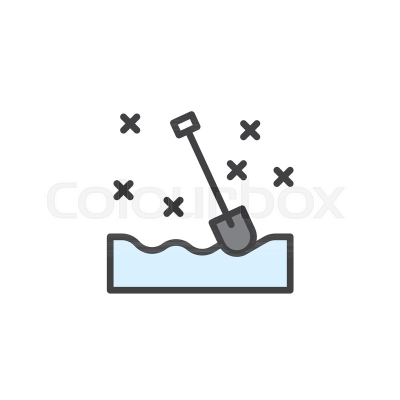 800x800 Snow Shovel And Snowflakes Filled Outline Icon, Line Vector Sign