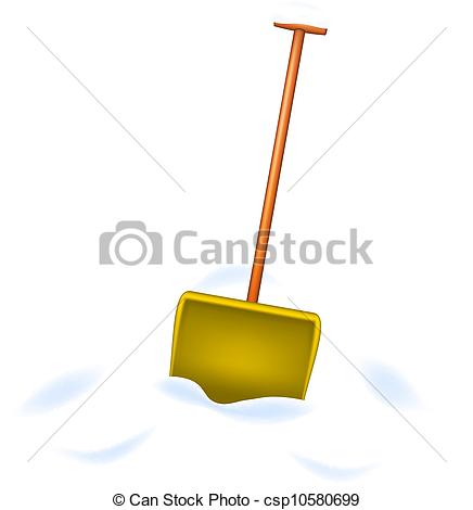 436x470 Snow Shovel Standing In Snow On White Background.
