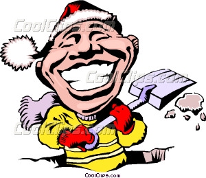 300x259 Cartoon Snow Shovel Vector Clip Art