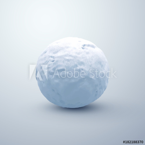 500x500 Realistic Snowball. Vector Seasonal Illustration.