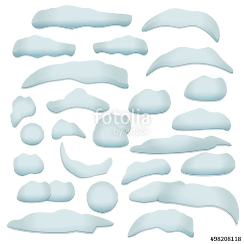 500x500 Snow Texture Design Elements Set. Snow Cap, Snowball, Snowdrift