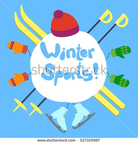 450x470 Winter Sports Text. A Snowball On A Background. Vector