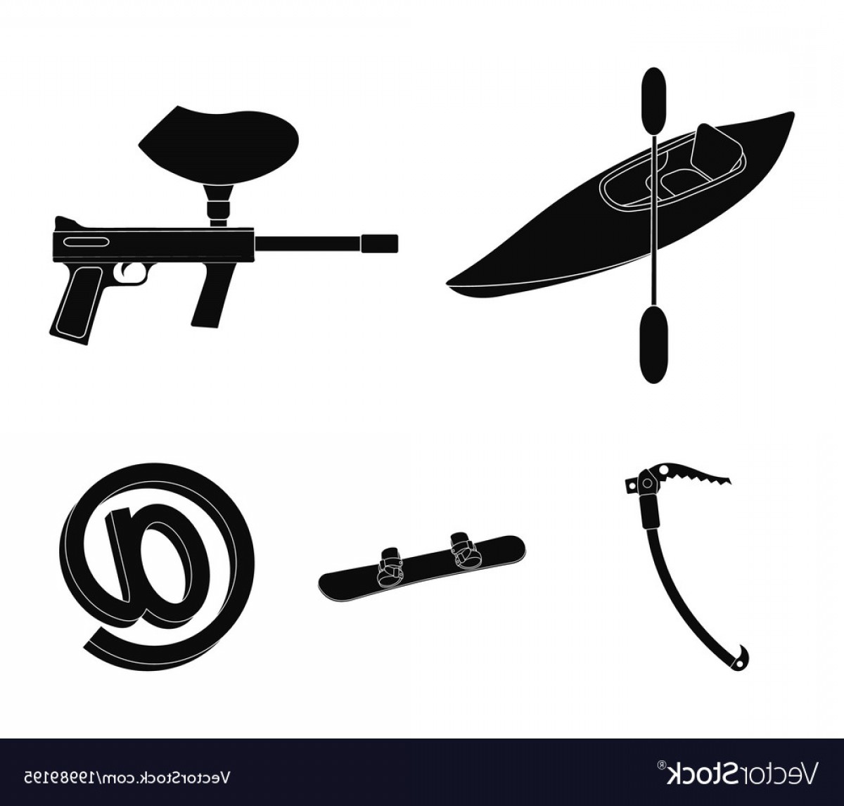 1200x1146 Paintball Marker Kayak With A Paddle Snowboard Vector Rongholland