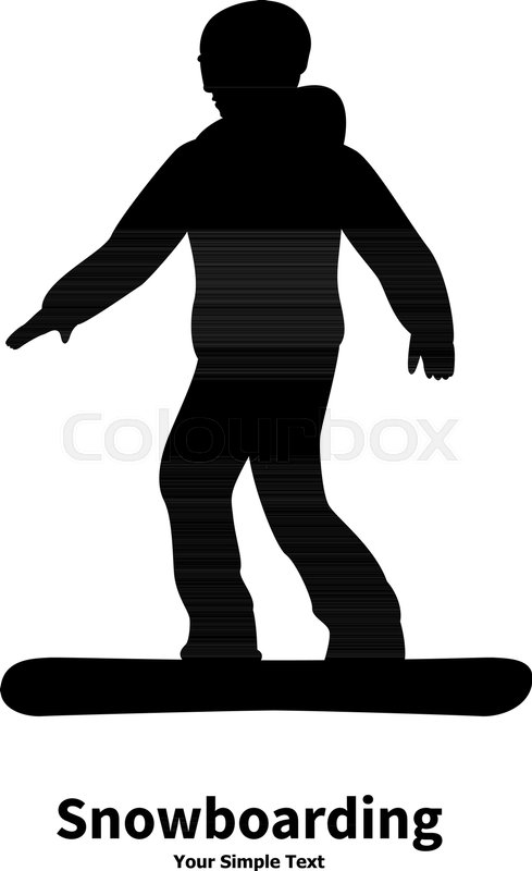 489x800 Vector Illustration Of Black Silhouette Of A Snowboarder. Drawing