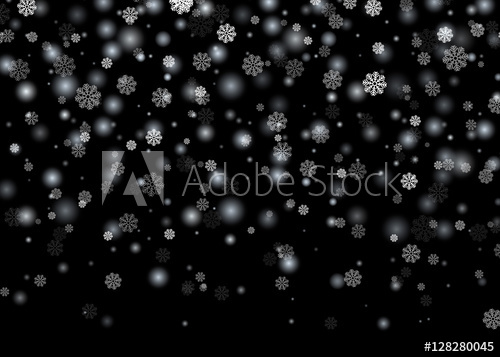 500x357 Falling Snow. Christmas, New Year Card Template With Black