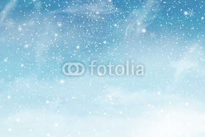 400x267 Winter Christmas Sky With Falling Snow. Snowflakes, Snowfall