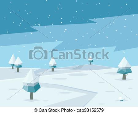 450x369 Winter Low Poly Background With Road And Polygonal Firs Trees