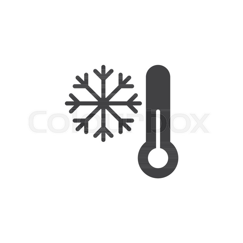 800x800 Thermometer And Snowflake Icon Vector, Filled Flat Sign, Solid