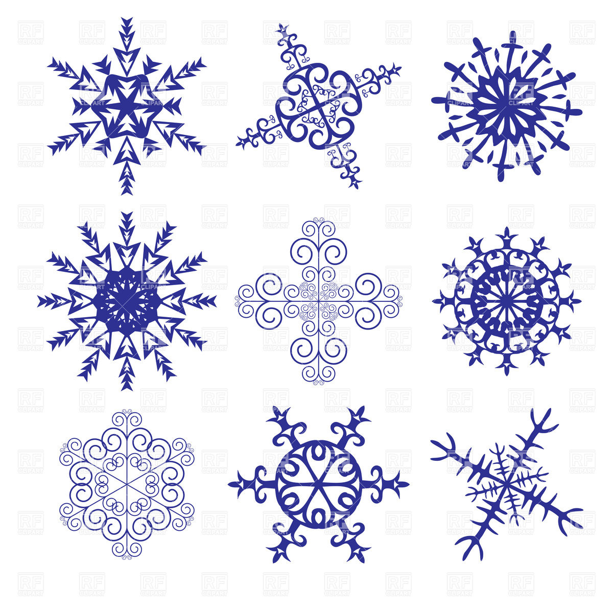 1200x1200 Blue Ornate Snowflakes Patterns Vector Image Vector Artwork Of