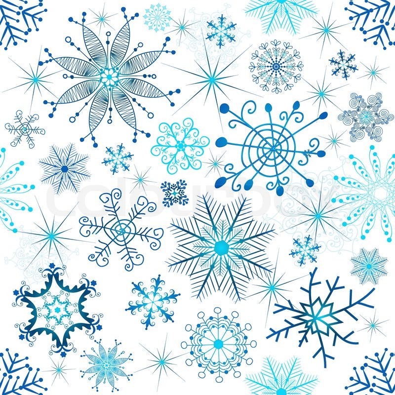 800x800 Christmas Seamless White Pattern With Blue Snowflakes Vector