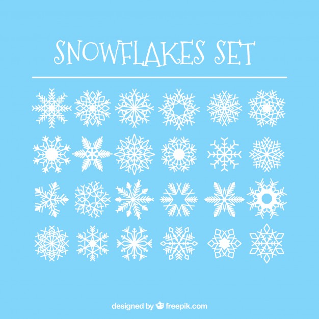 626x626 24 Simple Snowflakes Set Vector Free Download