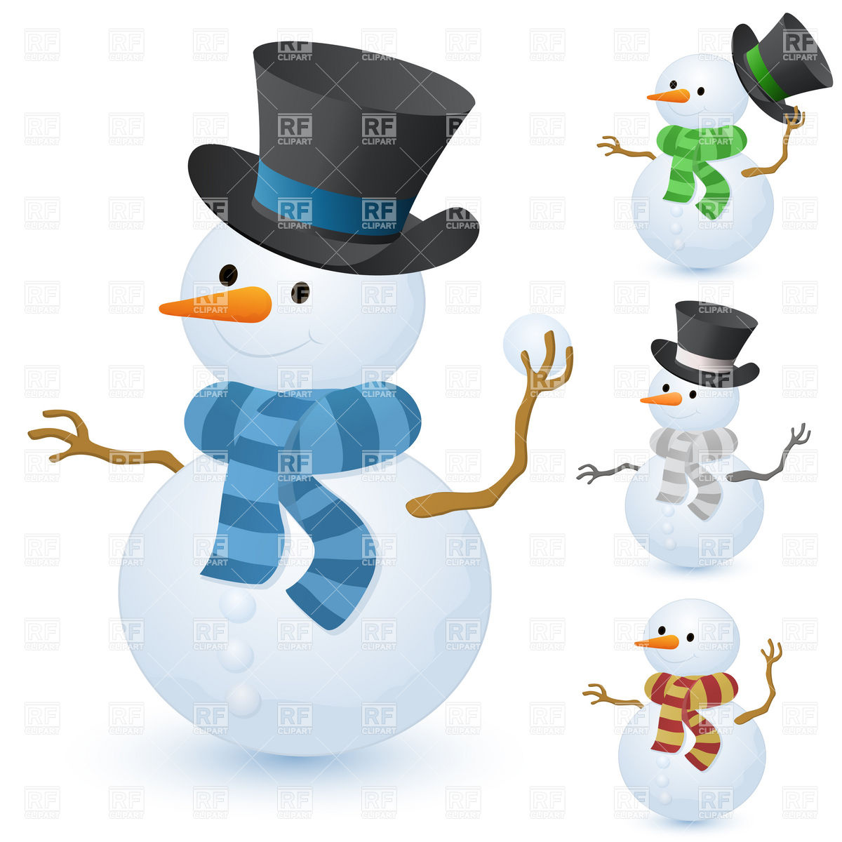 1200x1200 Christmas Snowman With Top Hat Vector Image Vector Artwork Of