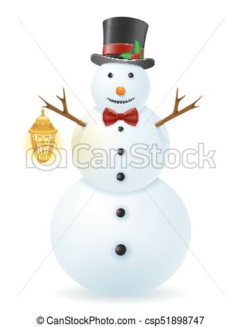 349x470 Snowman Vector Illustration Isolated On White Background.