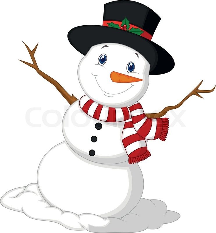 743x800 Vector Illustration Of Christmas Snowman Cartoon Wearing A Hat And