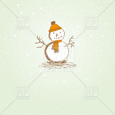 400x400 Winter Card With Snowman In The Snowfall Vector Image Vector