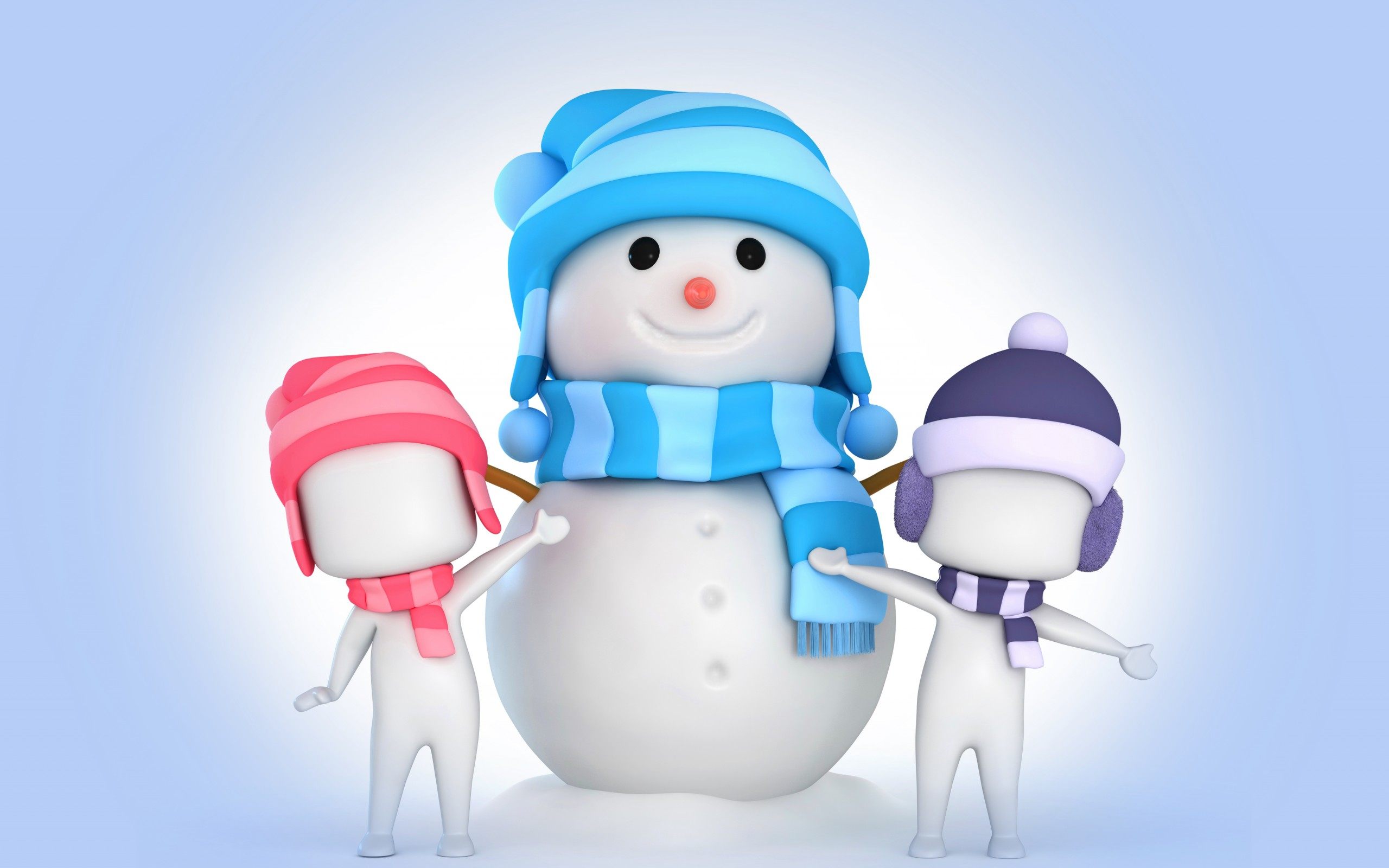 2560x1600 Cute Snowman Vector Art Wallpaper