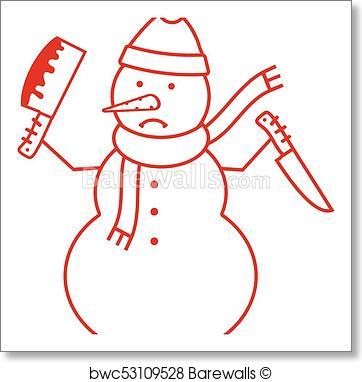 362x382 Art Print Of Crazy Snowman. Vector Illustration. Barewalls
