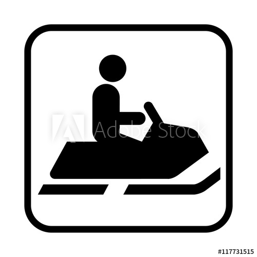 500x500 Snowmobiling Icon. Flat Vector Illustration Isolated On White