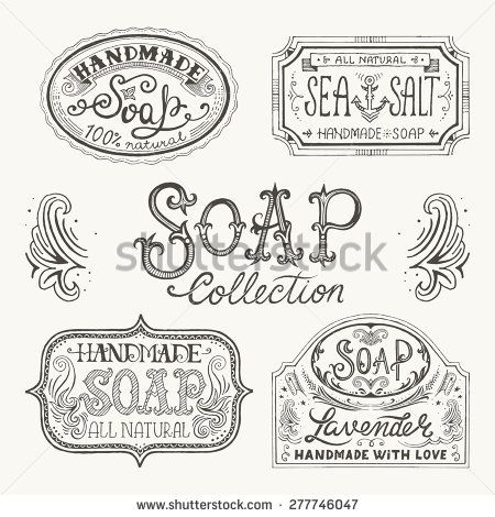 450x470 Hand Drawn Labels And Patterns For Handmade Soap Bars. Vector