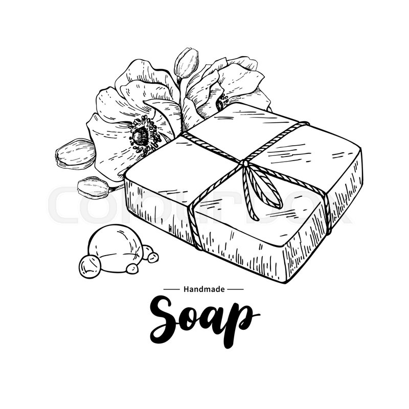 800x800 Handmade Natural Soap. Vector Hand Drawn Illustration Of Organic