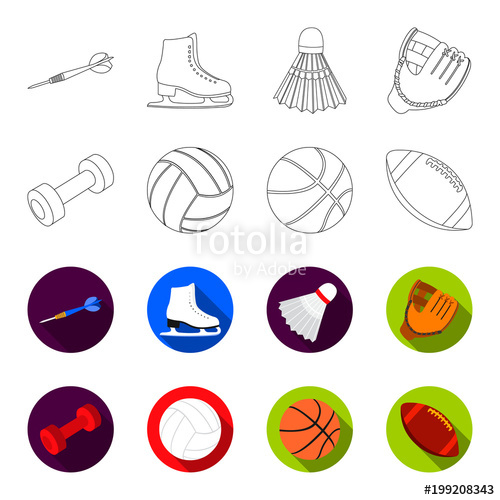 500x500 Blue Dumbbell, White Soccer Ball, Basketball, Rugby Ball. Sport