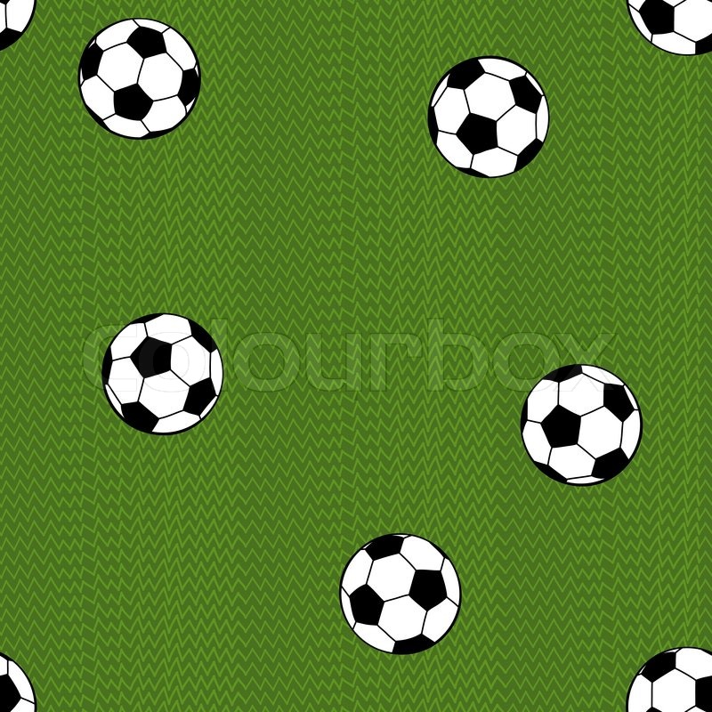 800x800 Football (Soccer) Ball On Green Field Background. Seamless Pattern