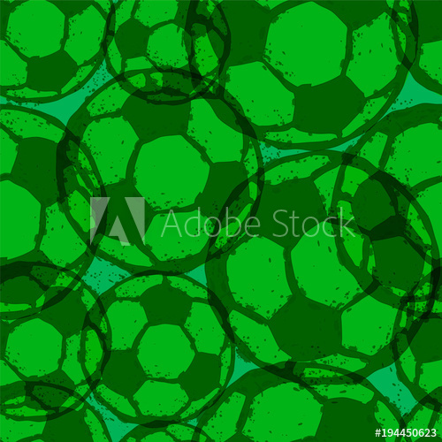 500x500 Seamless Grungy Soccer Ball Pattern, Flat Style Vector
