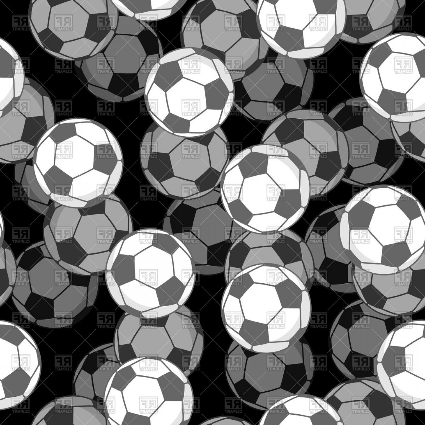 1440x1440 Sports Background With Soccer Balls Seamless Pattern Vector