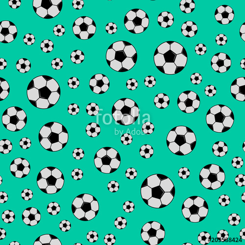 500x500 Black And White Soccer Balls On Green Background. Football