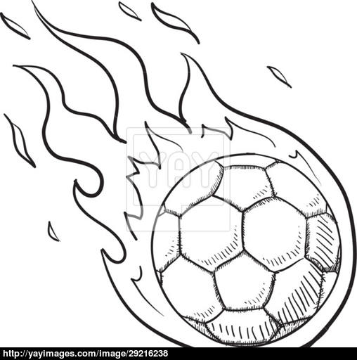 508x512 Flaming Soccer Ball Vector Vector